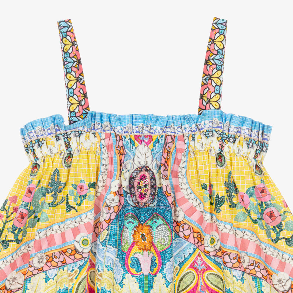 CAMILLA-Платье макси из синего хлопка с садовым принтом для девочек | Childrensalon