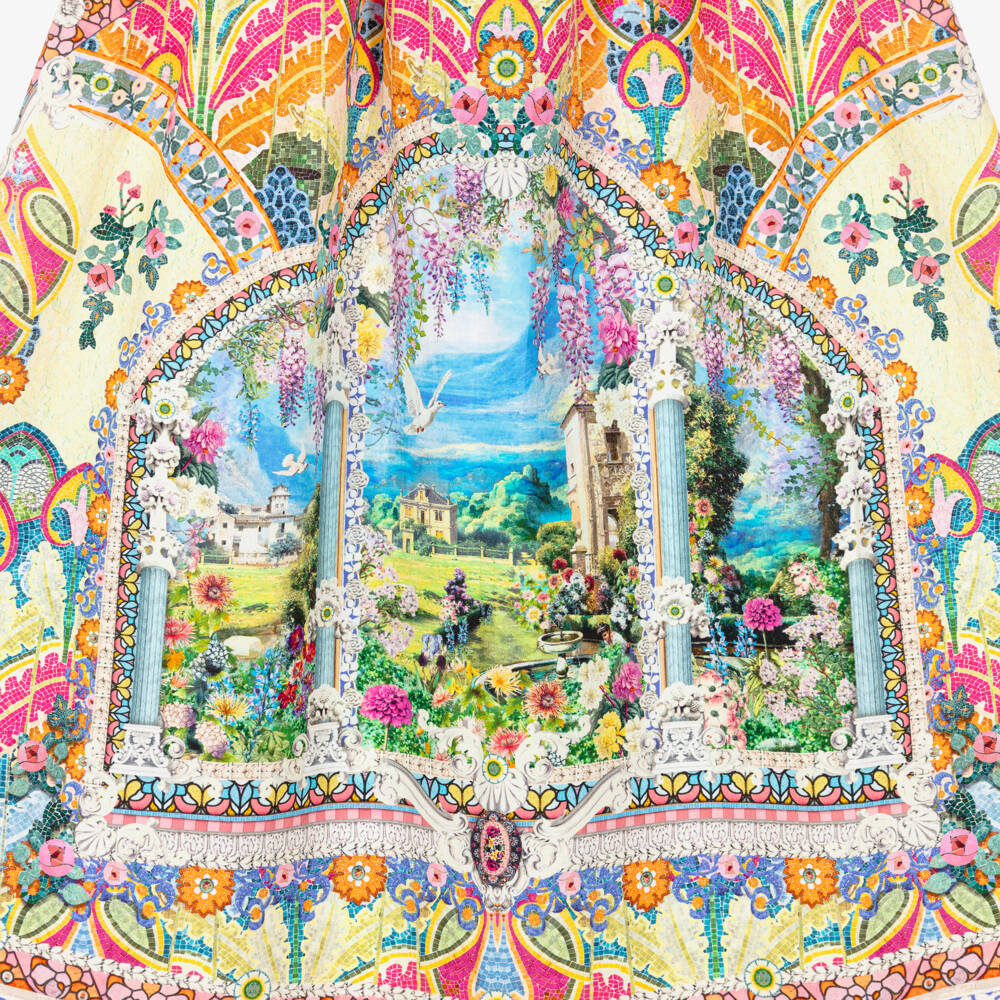 CAMILLA-Платье макси из синего хлопка с садовым принтом для девочек | Childrensalon