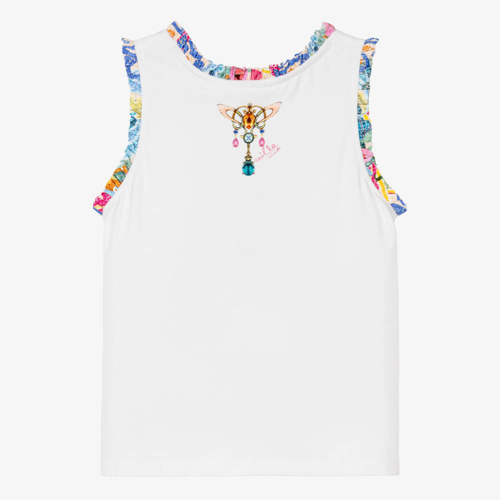 CAMILLA-Кремовая майка с барочным леопардовым принтом для девочек | Childrensalon