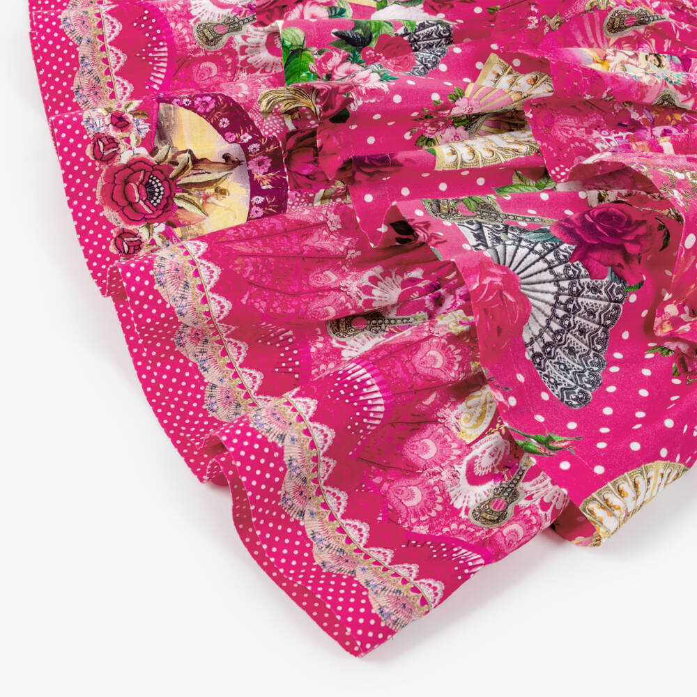 CAMILLA-Платье розовое с ярусами и принтом фламенко для девочек | Childrensalon