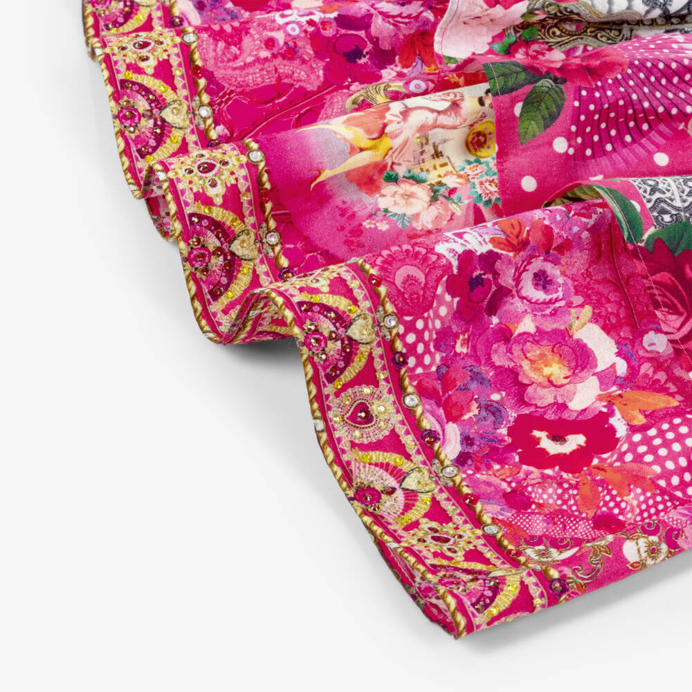 CAMILLA-Girls Pink Tiered Skirt with Flamenco Print | Childrensalon