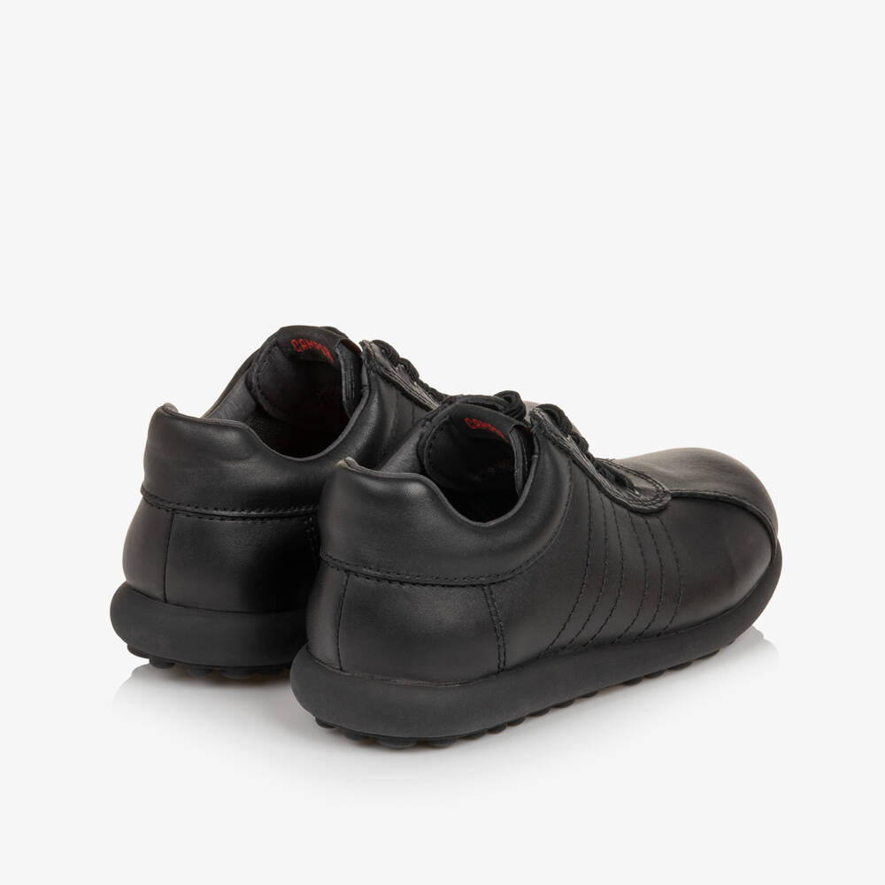 Camper-Boys Black Leather Pelotas Ariel Trainers with Elastic Laces | Childrensalon