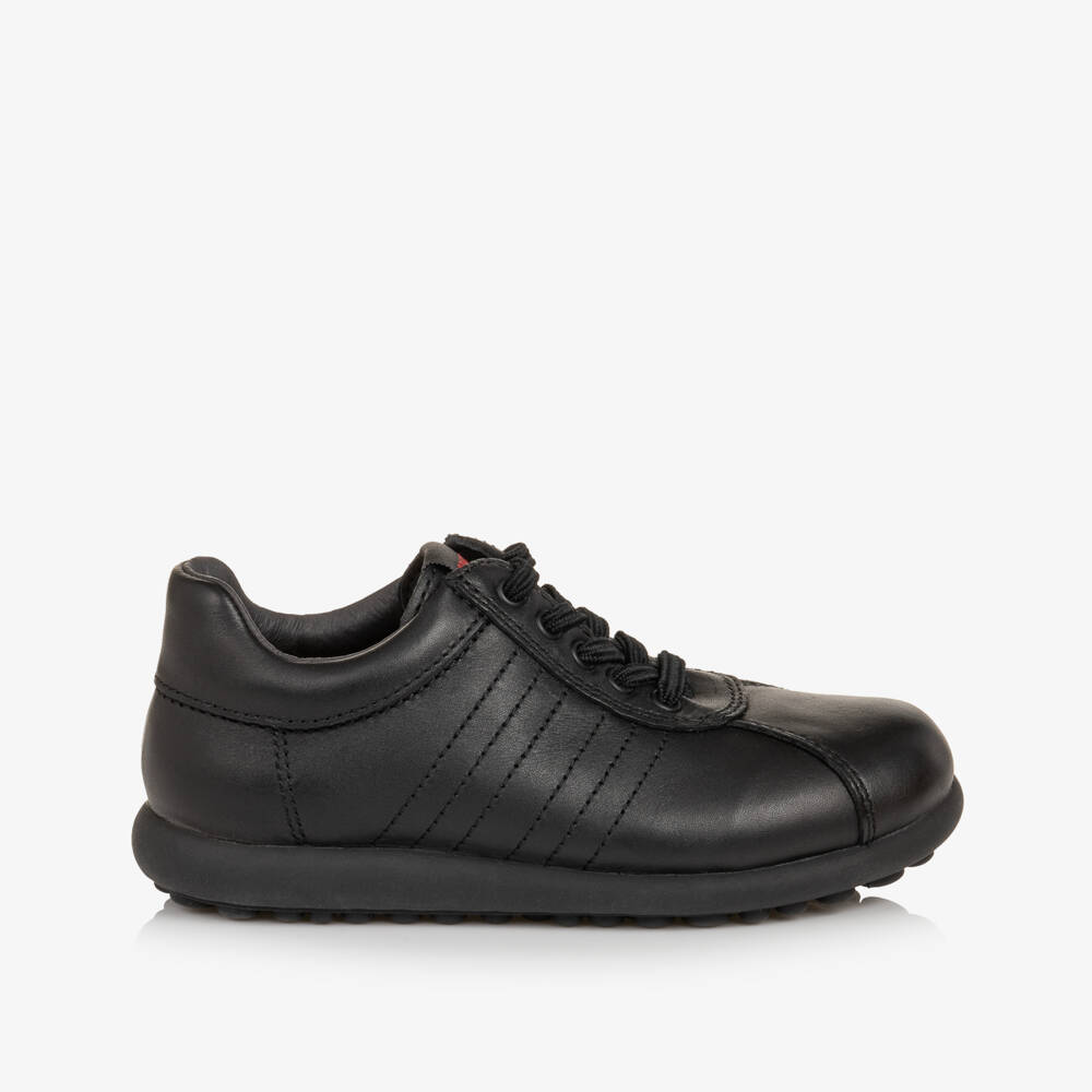 Camper-Boys Black Leather Pelotas Ariel Trainers with Elastic Laces | Childrensalon