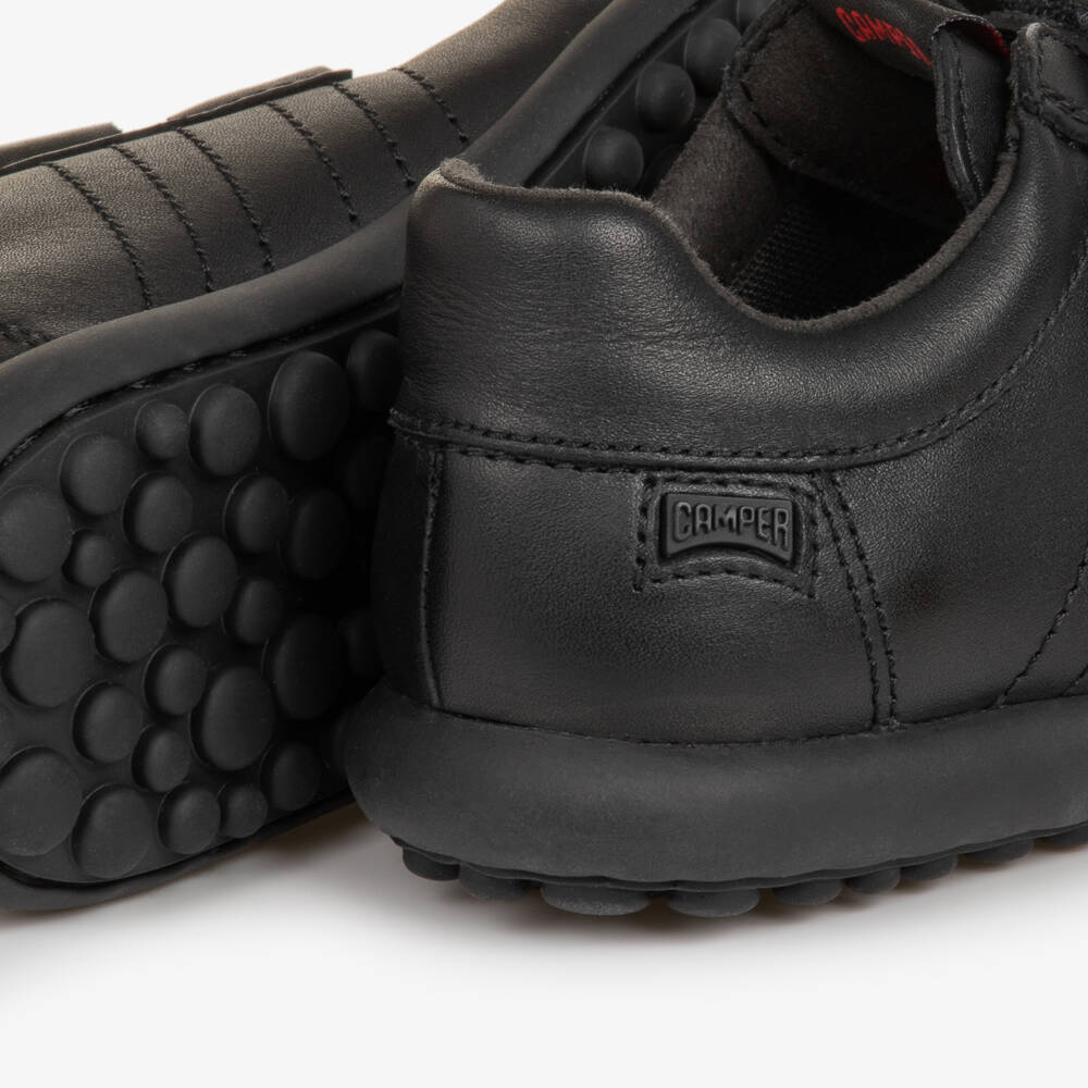 Camper-Boys Black Leather Pelotas Ariel Velcro Trainers | Childrensalon