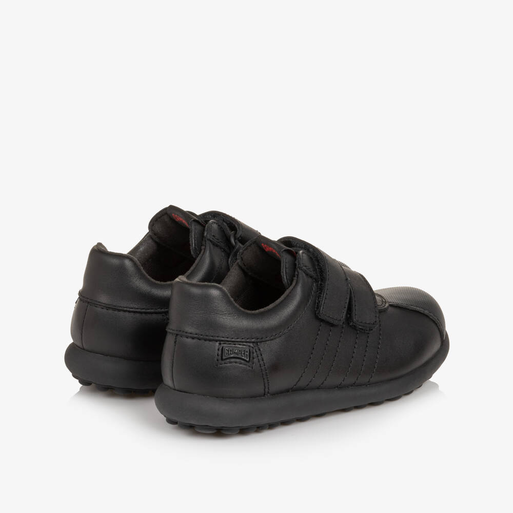 Camper-Boys Black Leather Pelotas Ariel Velcro Trainers | Childrensalon
