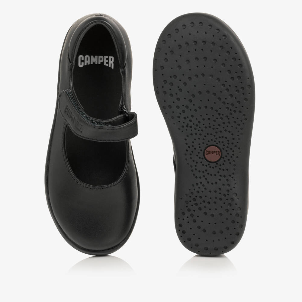 Camper-Girls Black Spiral Comet School Shoes in Leather | Childrensalon