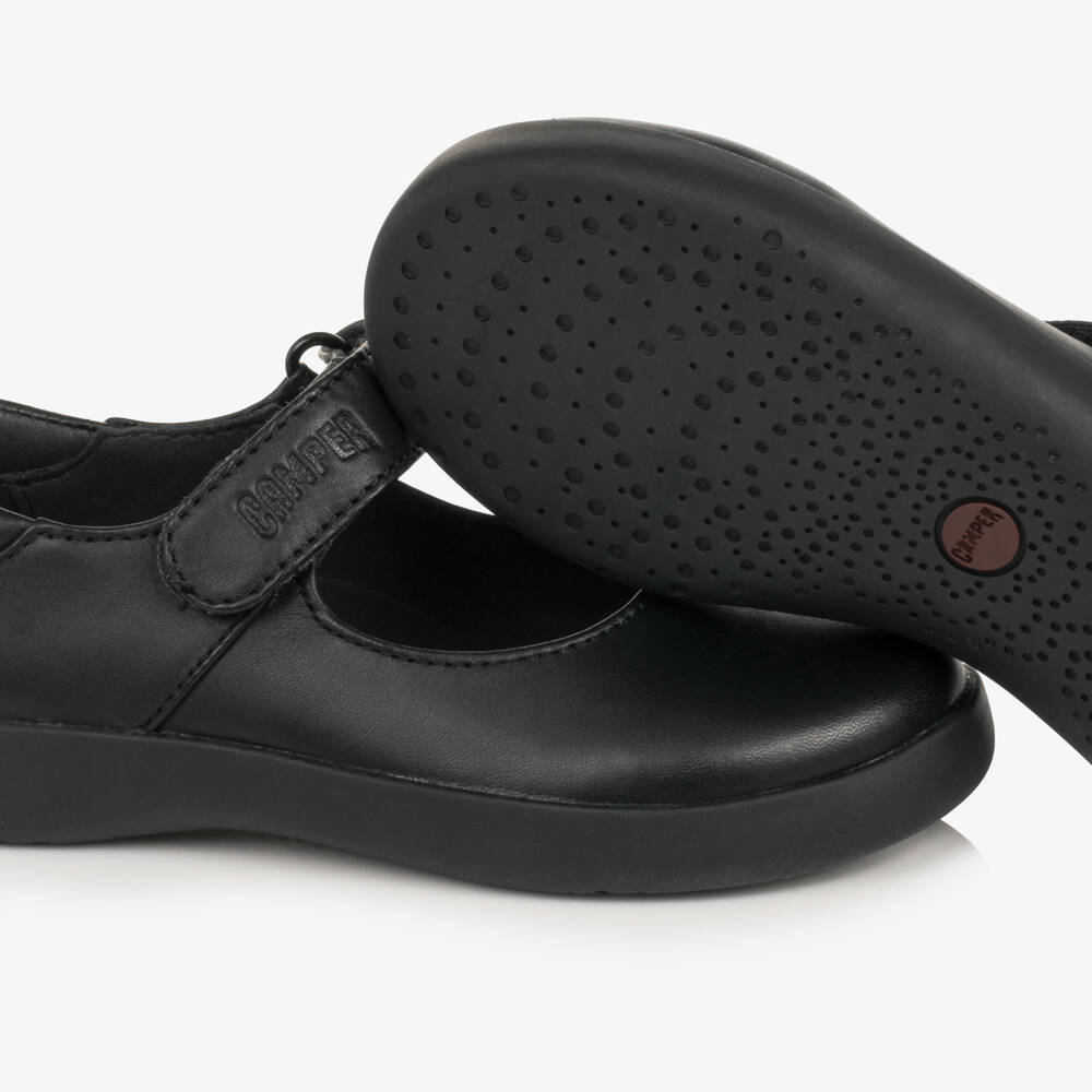 Camper-Girls Black Spiral Comet School Shoes in Leather | Childrensalon