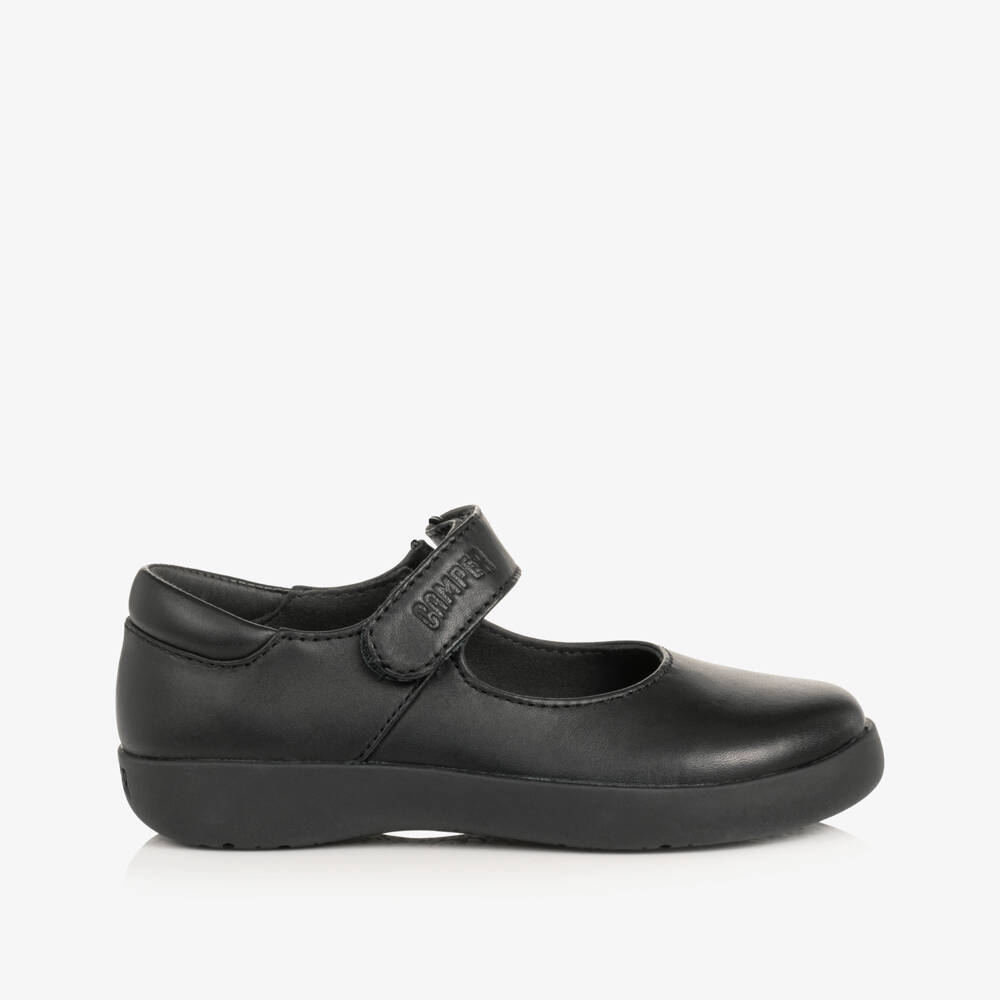 Camper-Girls Black Spiral Comet School Shoes in Leather | Childrensalon