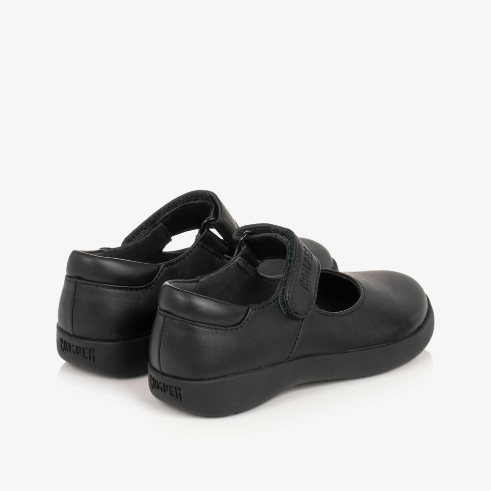 Camper-Girls Black Spiral Comet School Shoes in Leather | Childrensalon
