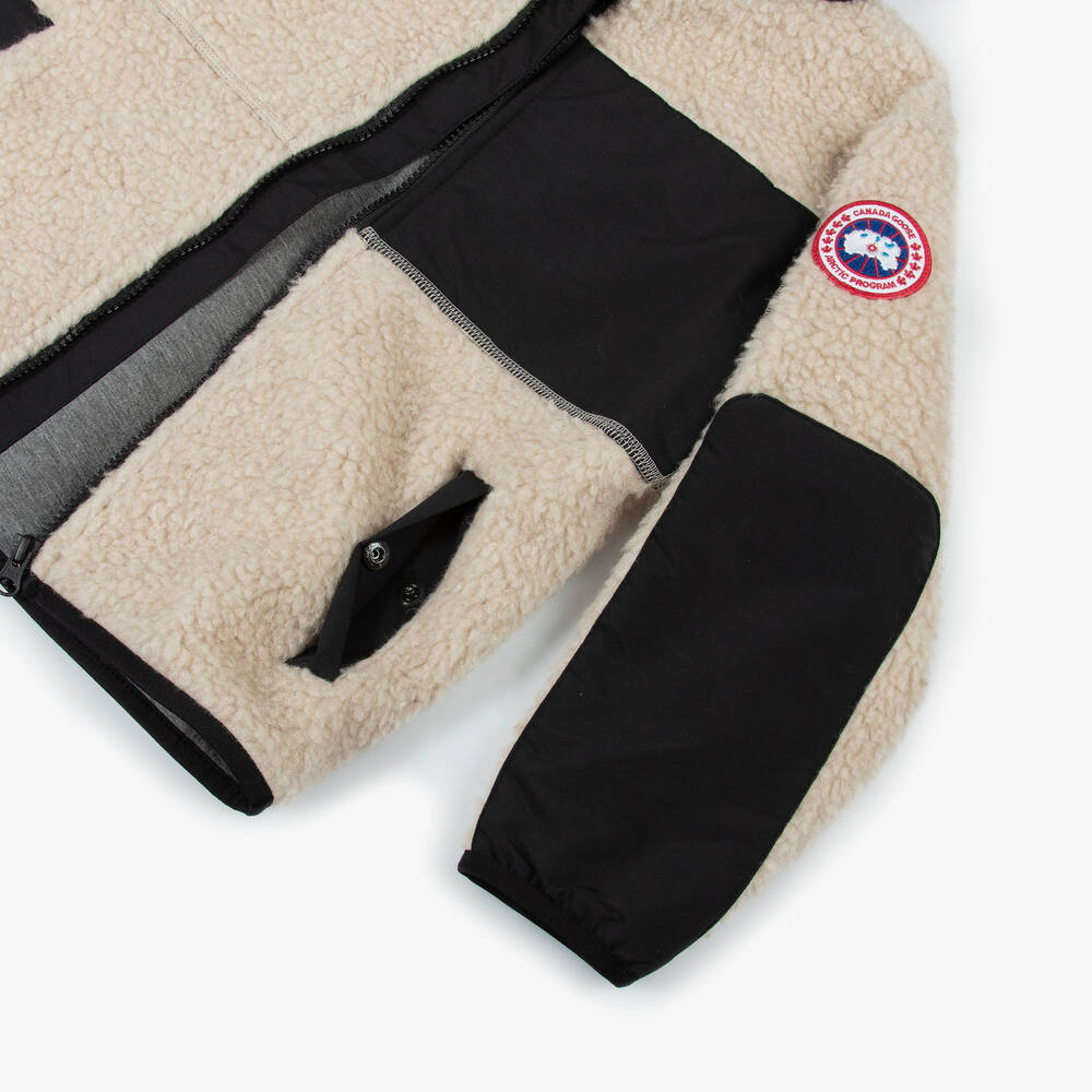Canada Goose-Beige Wool Fleece Zip-Up Jacket | Childrensalon