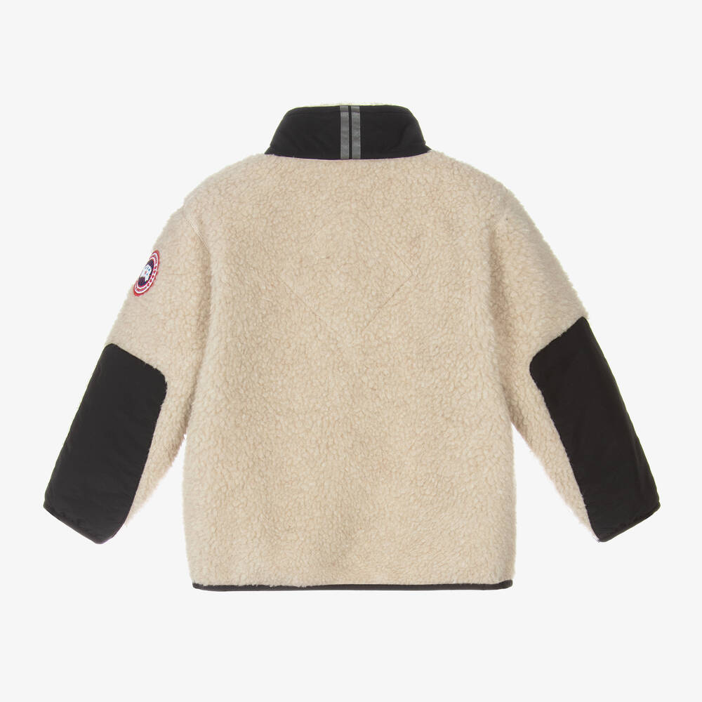Canada Goose-Beige Wool Fleece Zip-Up Jacket | Childrensalon