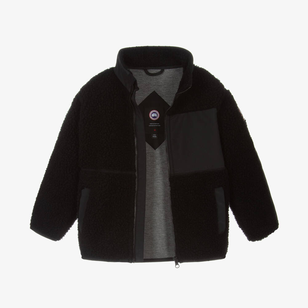Canada Goose-Black Wool Fleece Zip-Up Jacket | Childrensalon