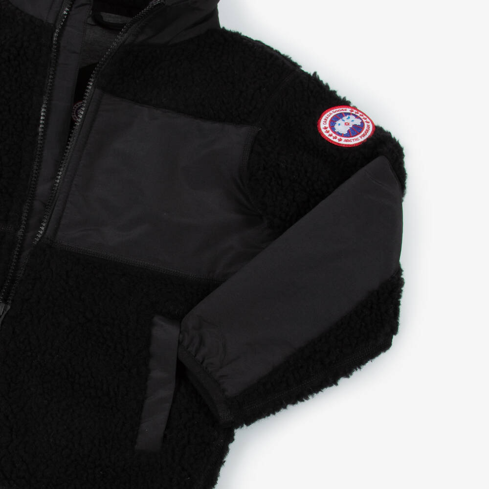 Canada Goose-Black Wool Fleece Zip-Up Jacket | Childrensalon