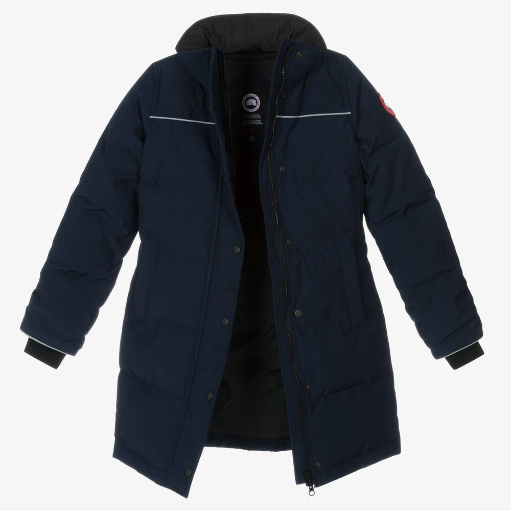 Canada Goose-Girls Blue Down Padded Juniper Parka Coat | Childrensalon