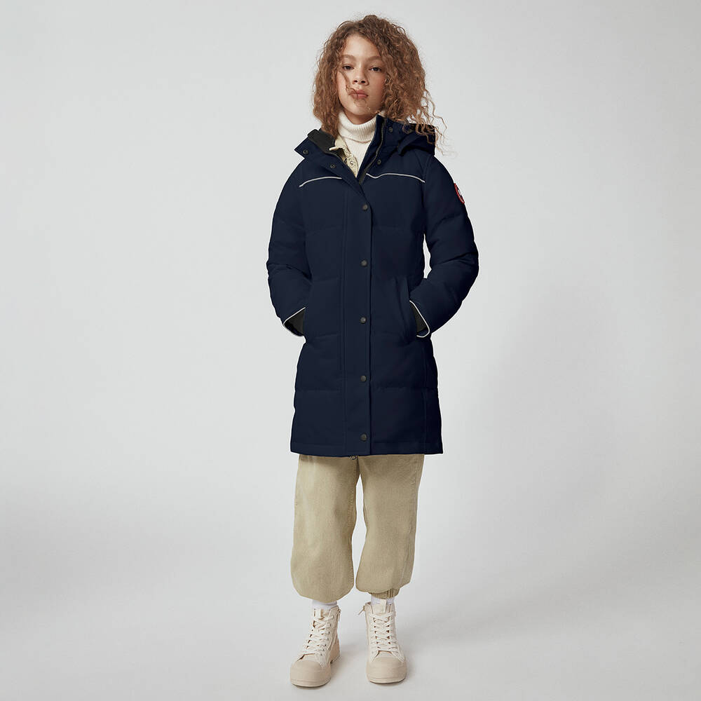Canada Goose-Girls Blue Down Padded Juniper Parka Coat | Childrensalon