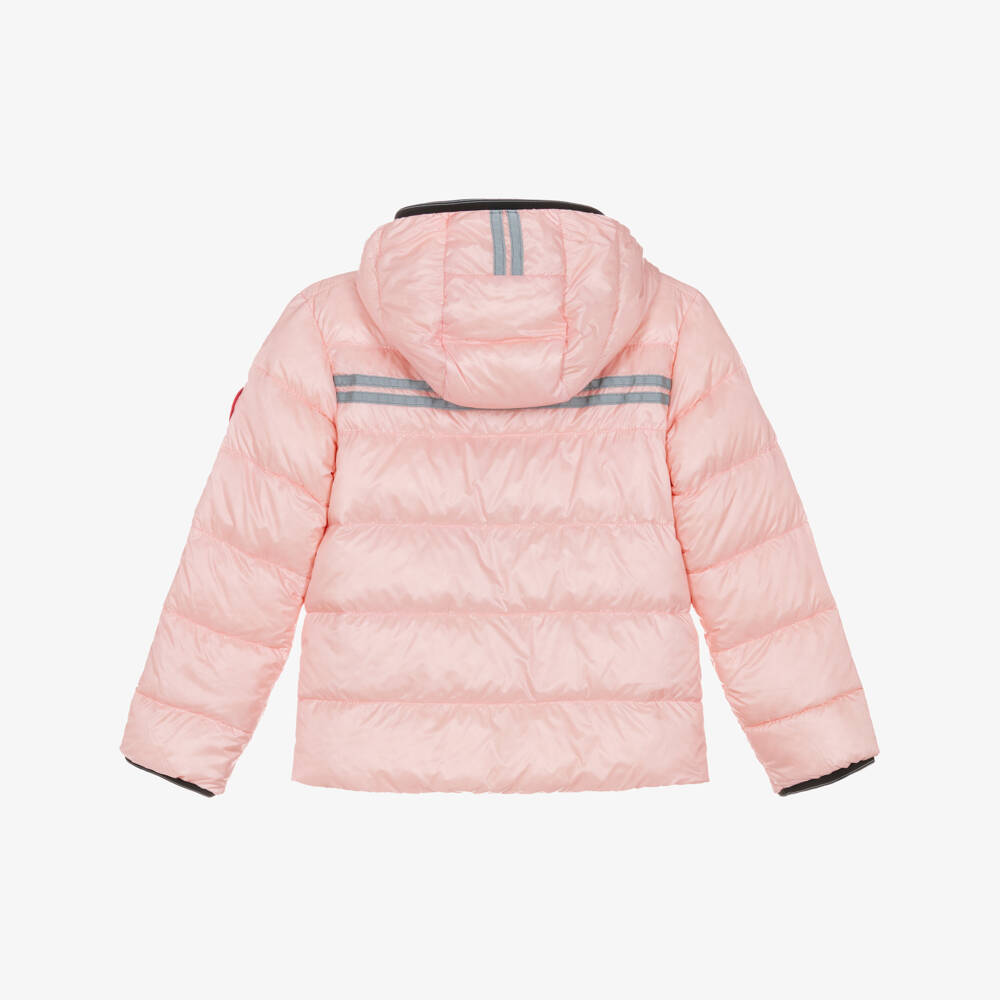 Canada Goose-Куртка-пуховик розовая Crofton с капюшоном для девочек | Childrensalon