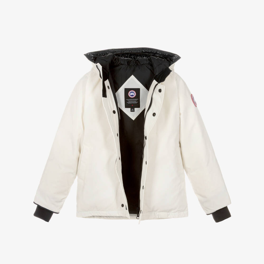 Canada Goose-Куртка парка белая пуховая Logan | Childrensalon