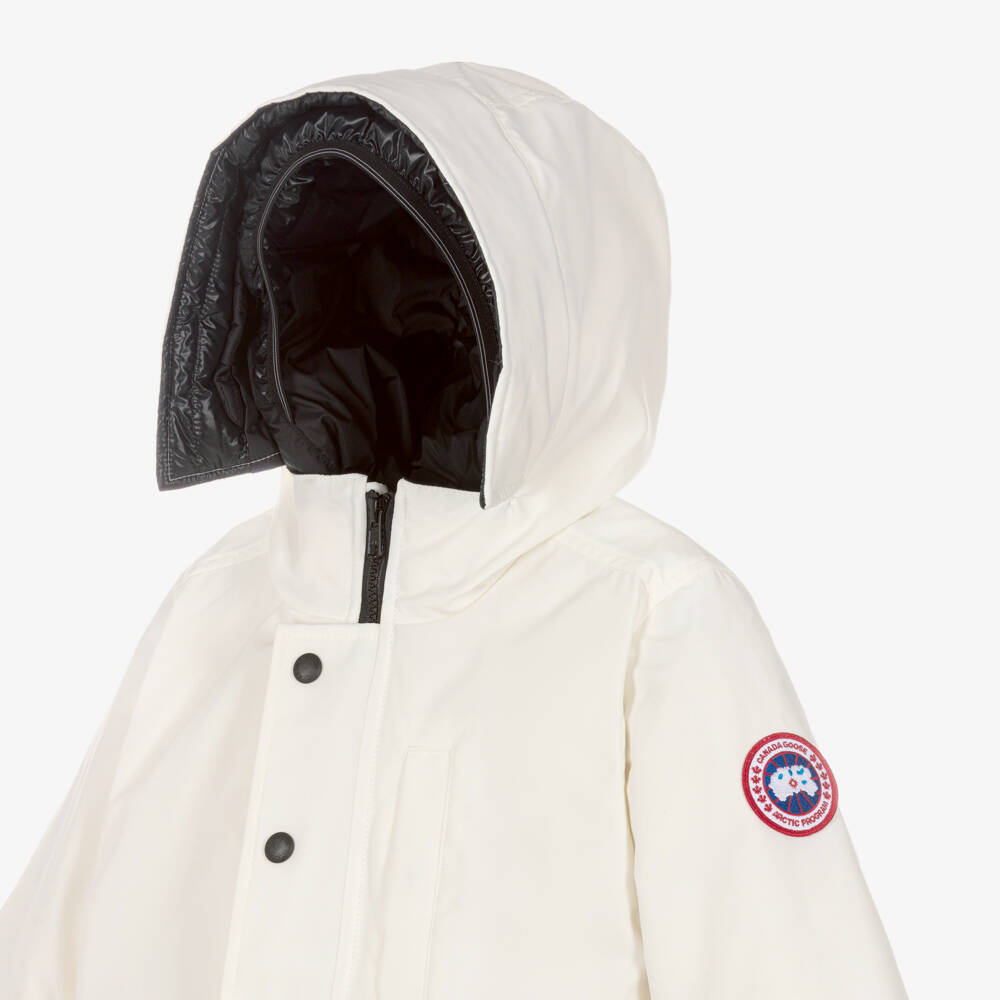 Canada Goose-Куртка парка белая пуховая Logan | Childrensalon