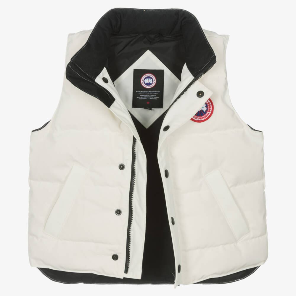 Canada Goose-Junior White Down Padded Vanier Gilet | Childrensalon