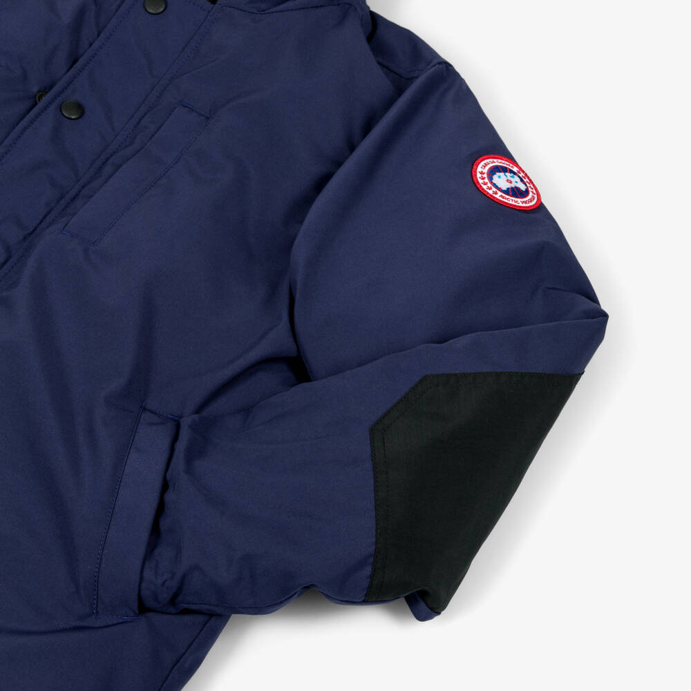 Canada Goose-جاكيت باركا مبطن بالزغب لون كحلي برقعة شعار الماركة | Childrensalon