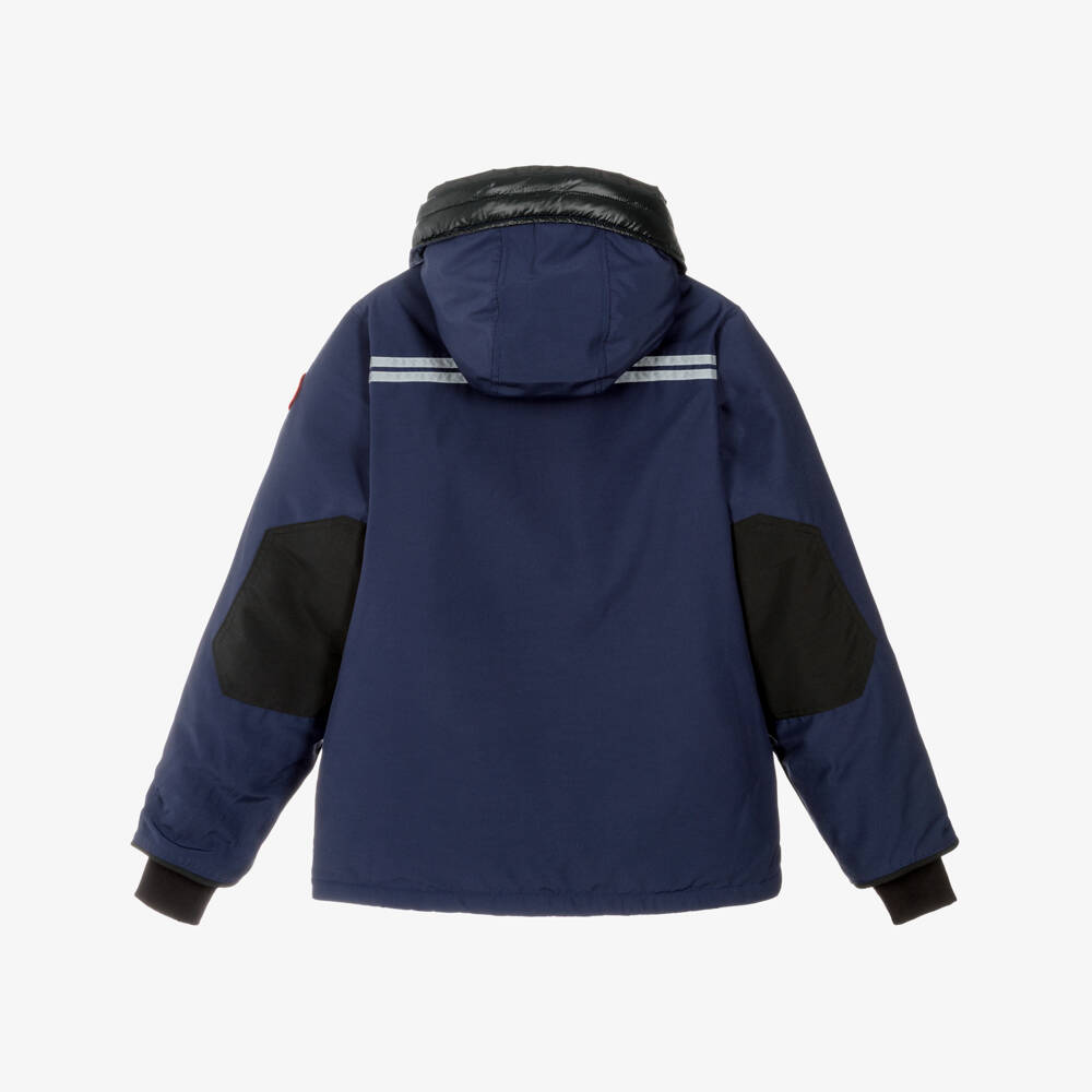 Canada Goose-جاكيت باركا مبطن بالزغب لون كحلي برقعة شعار الماركة | Childrensalon