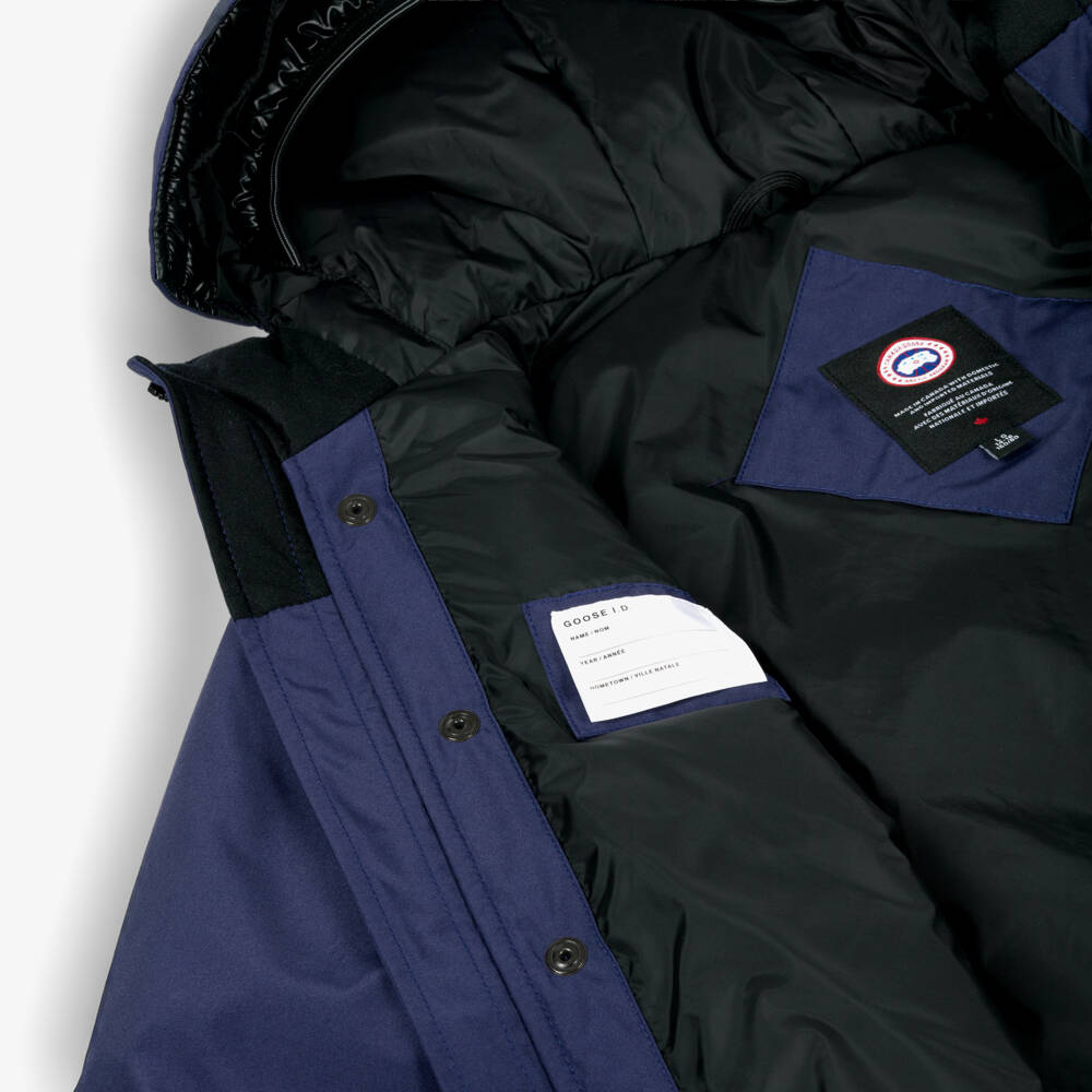 Canada Goose-جاكيت باركا مبطن بالزغب لون كحلي برقعة شعار الماركة | Childrensalon