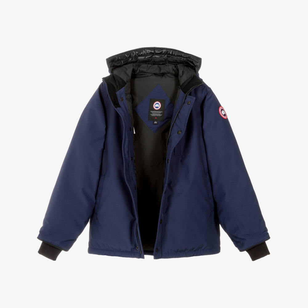 Canada Goose-جاكيت باركا مبطن بالزغب لون كحلي برقعة شعار الماركة | Childrensalon