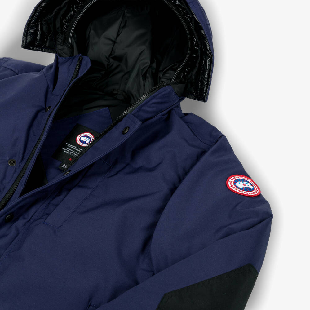 Canada Goose-جاكيت باركا مبطن بالزغب لون كحلي برقعة شعار الماركة | Childrensalon