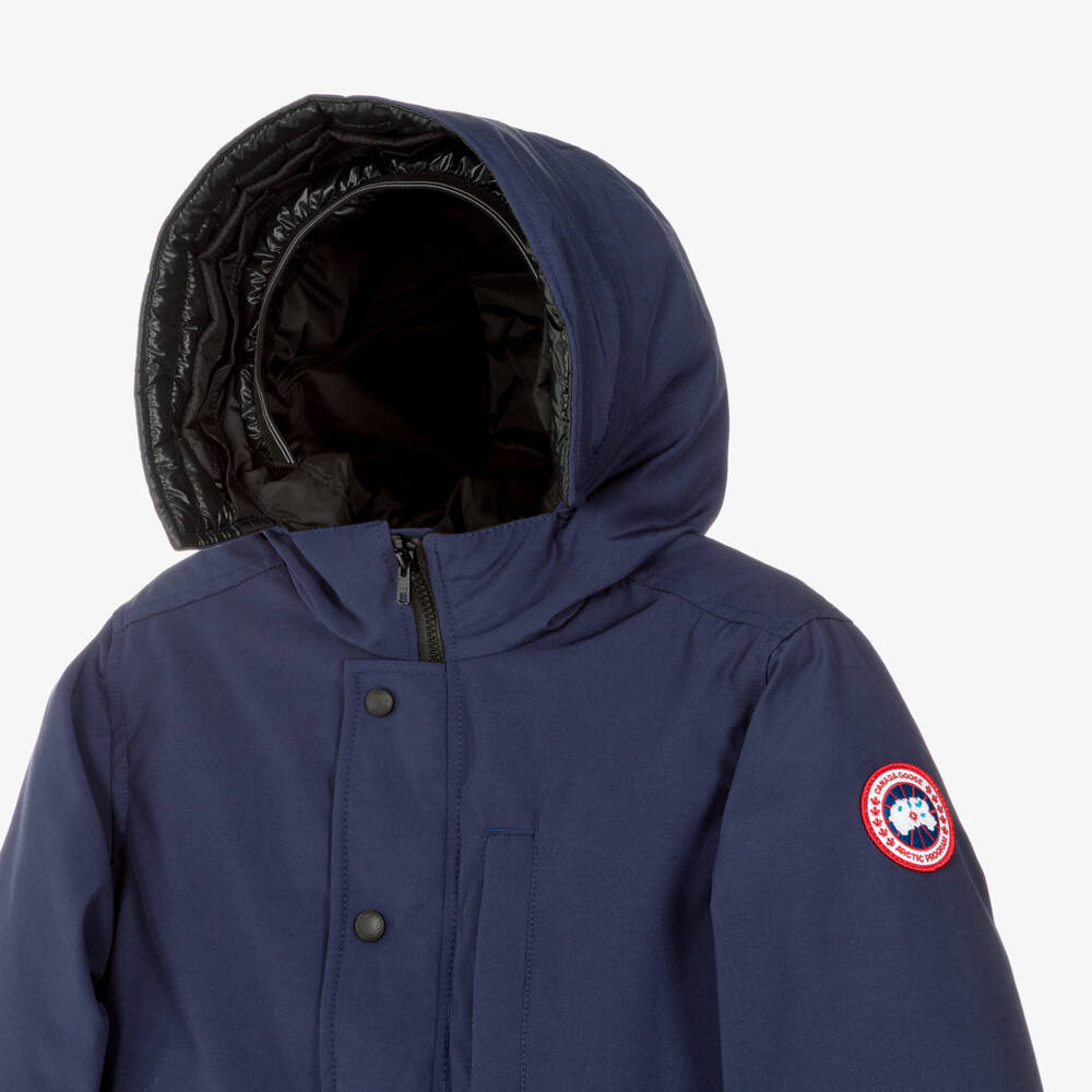 Canada Goose-جاكيت باركا مبطن بالزغب لون كحلي برقعة شعار الماركة | Childrensalon