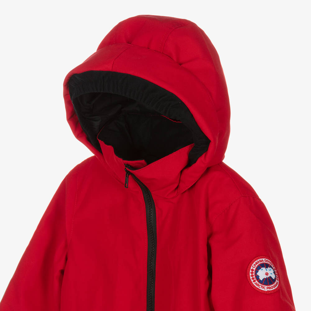 Canada Goose-Red Down Padded Grizzly Snowsuit | Childrensalon