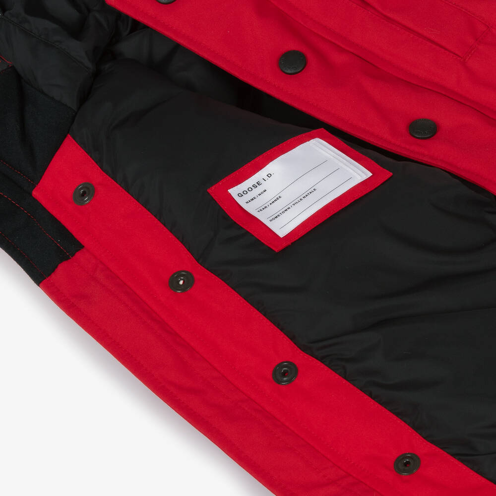 Canada Goose-جاكيت لوغان مبطن بريش لون أحمر | Childrensalon