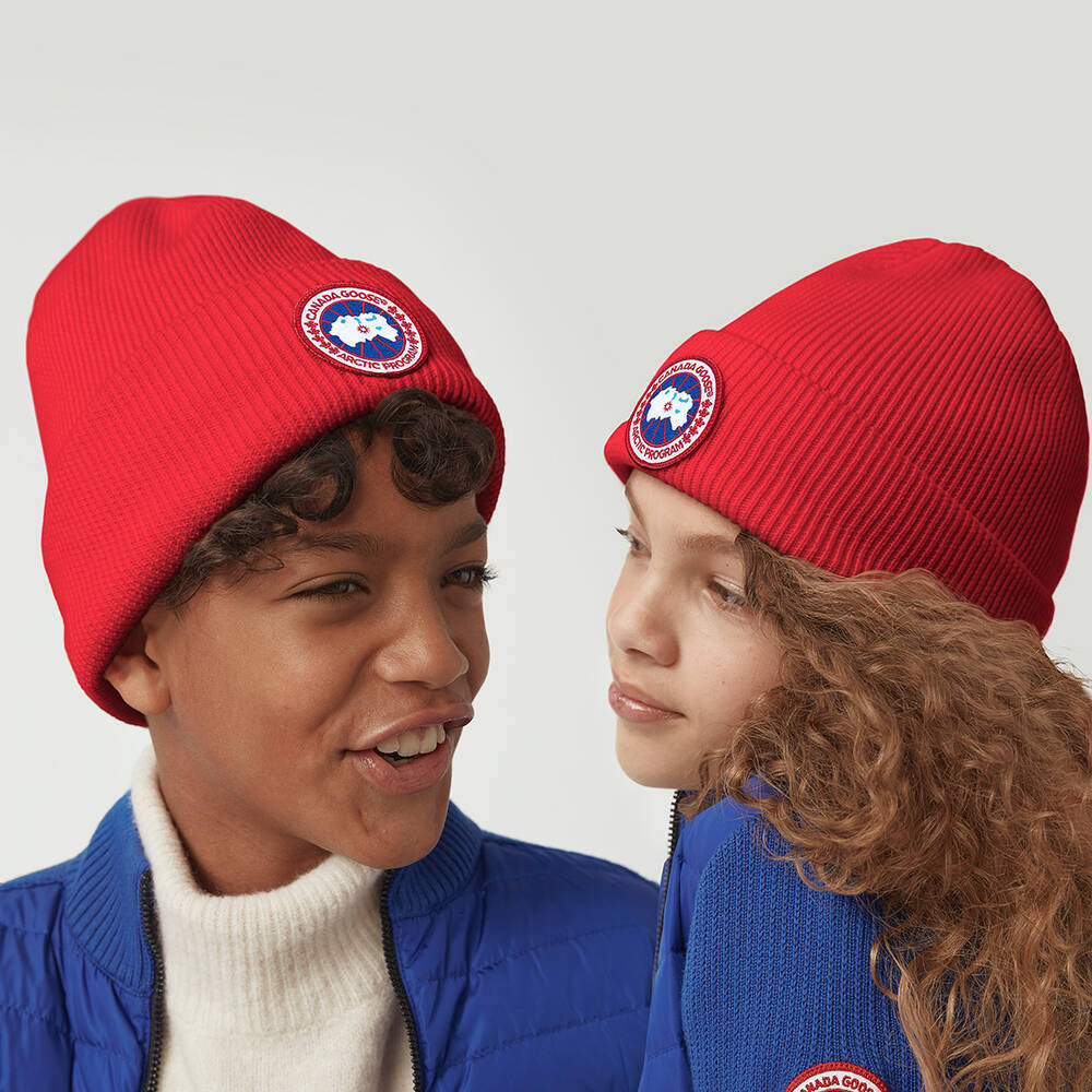 Canada Goose-Red Merino Wool Beanie Hat | Childrensalon