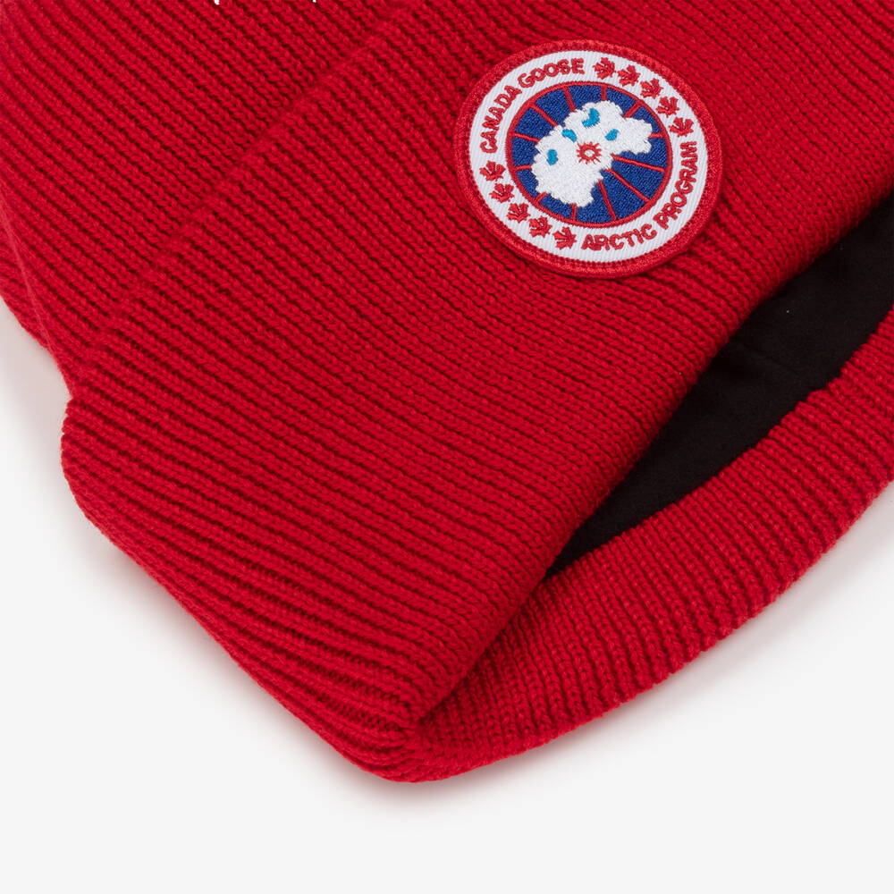 Canada Goose-Red Merino Wool Beanie Hat | Childrensalon