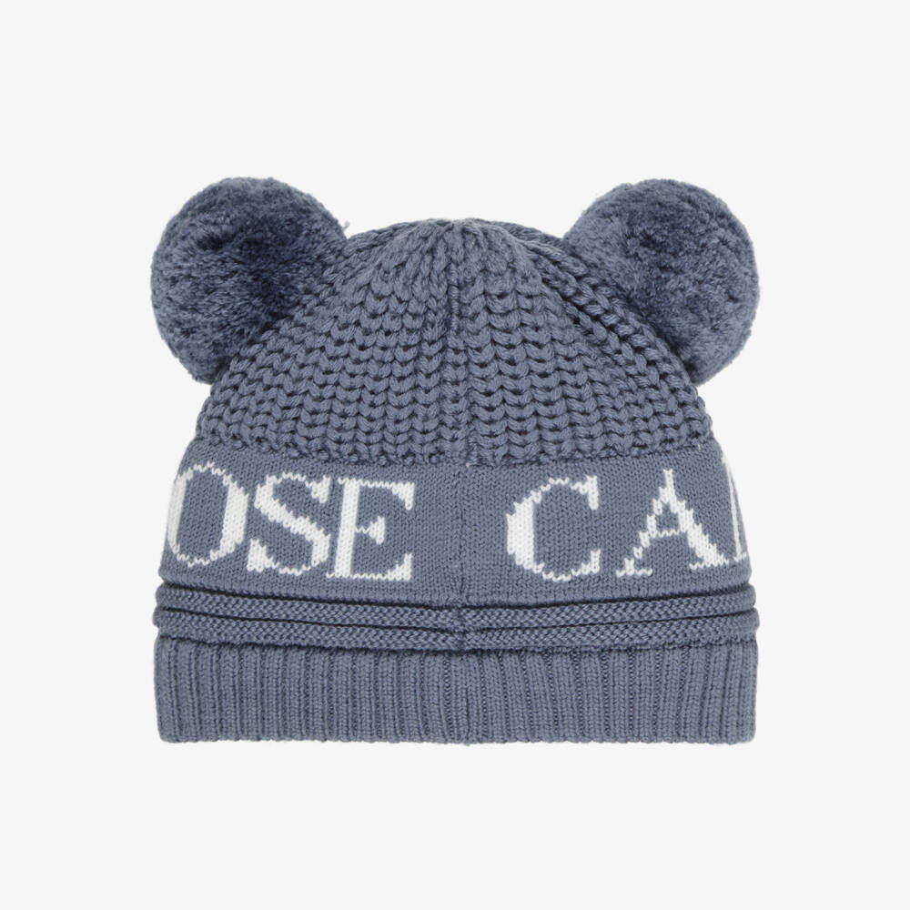 Canada Goose-Slate Blue Wool Knit Baby Hat with Fleece Lining | Childrensalon