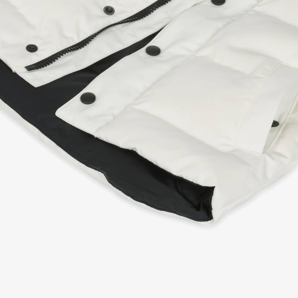 Canada Goose-جيليه فانير مبطن بريش لونأبيض للأطفال | Childrensalon