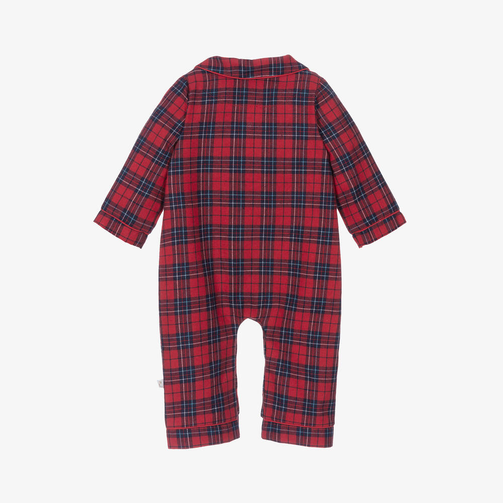 Caramelo Kids-Baby Boys Red Tartan Cotton Romper | Childrensalon