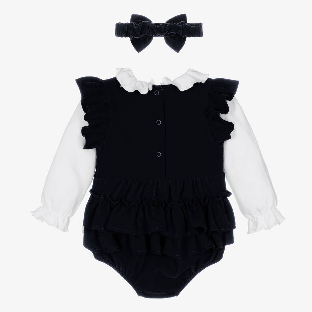 Caramelo Kids-طقم بودي سوت قطيفة لون أزرق للمولودات | Childrensalon