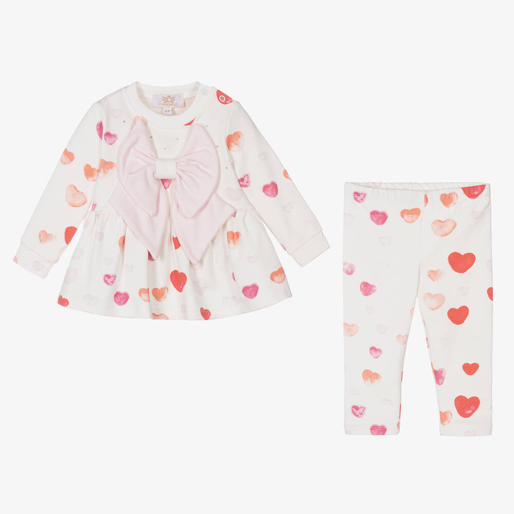 Caramelo Kids-Baby Girls Ivory Cotton Leggings Set | Childrensalon