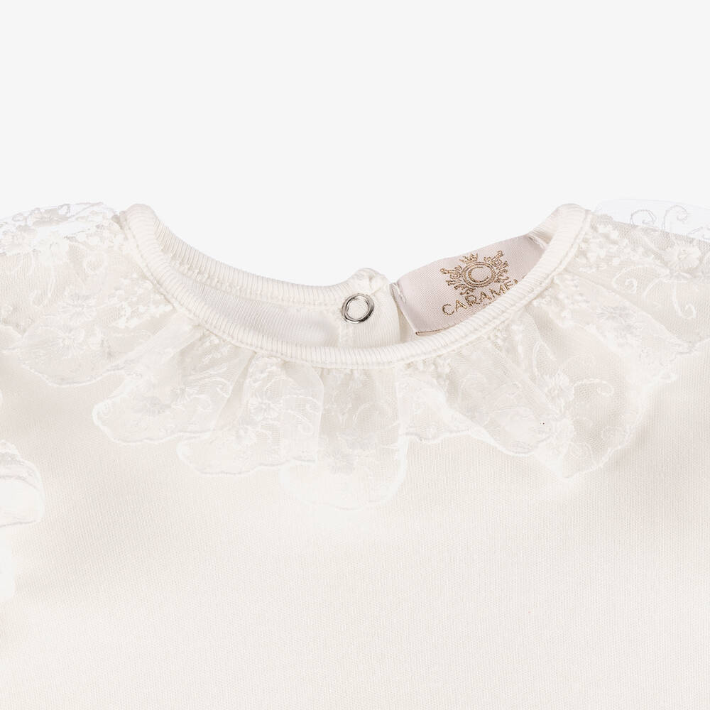 Caramelo Kids-Кремовый комбинезон из хлопка и тюля для малышек | Childrensalon
