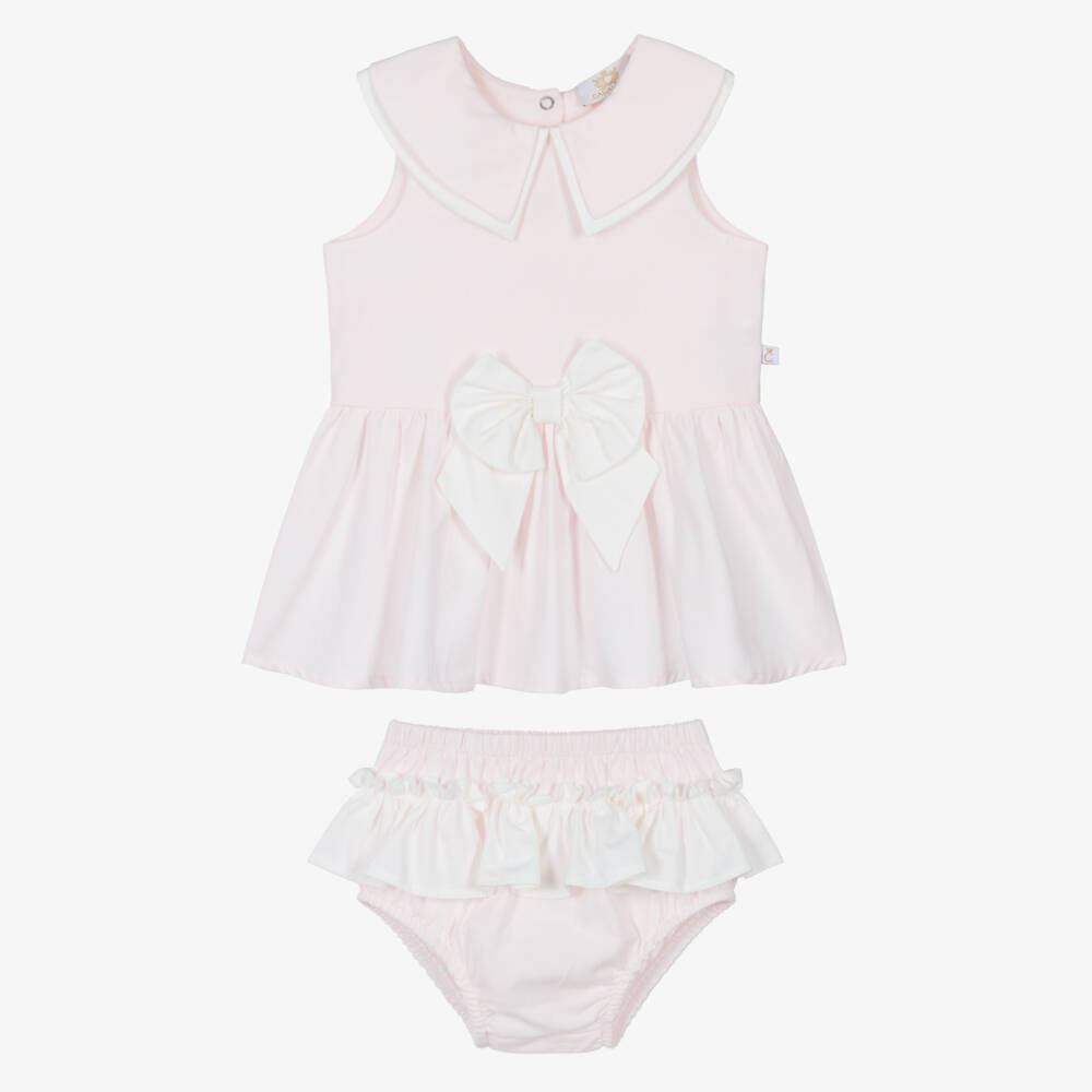 Caramelo Kids-Baby Girls Light Pink Dress with Bow | Childrensalon