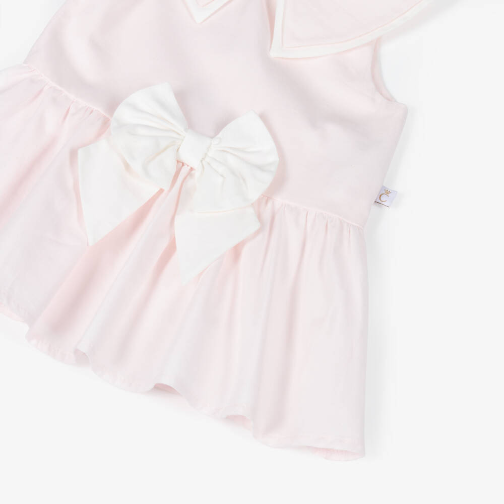 Caramelo Kids-Baby Girls Light Pink Dress with Bow | Childrensalon