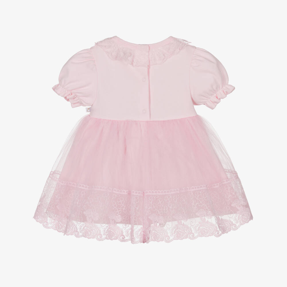 Caramelo Kids-Baby Girls Light Pink Dress with Tulle Lace Skirt | Childrensalon