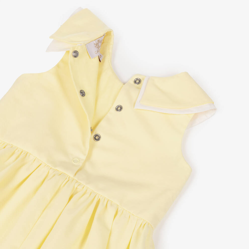 Caramelo Kids-Baby Girls Light Yellow Dress with Bow | Childrensalon