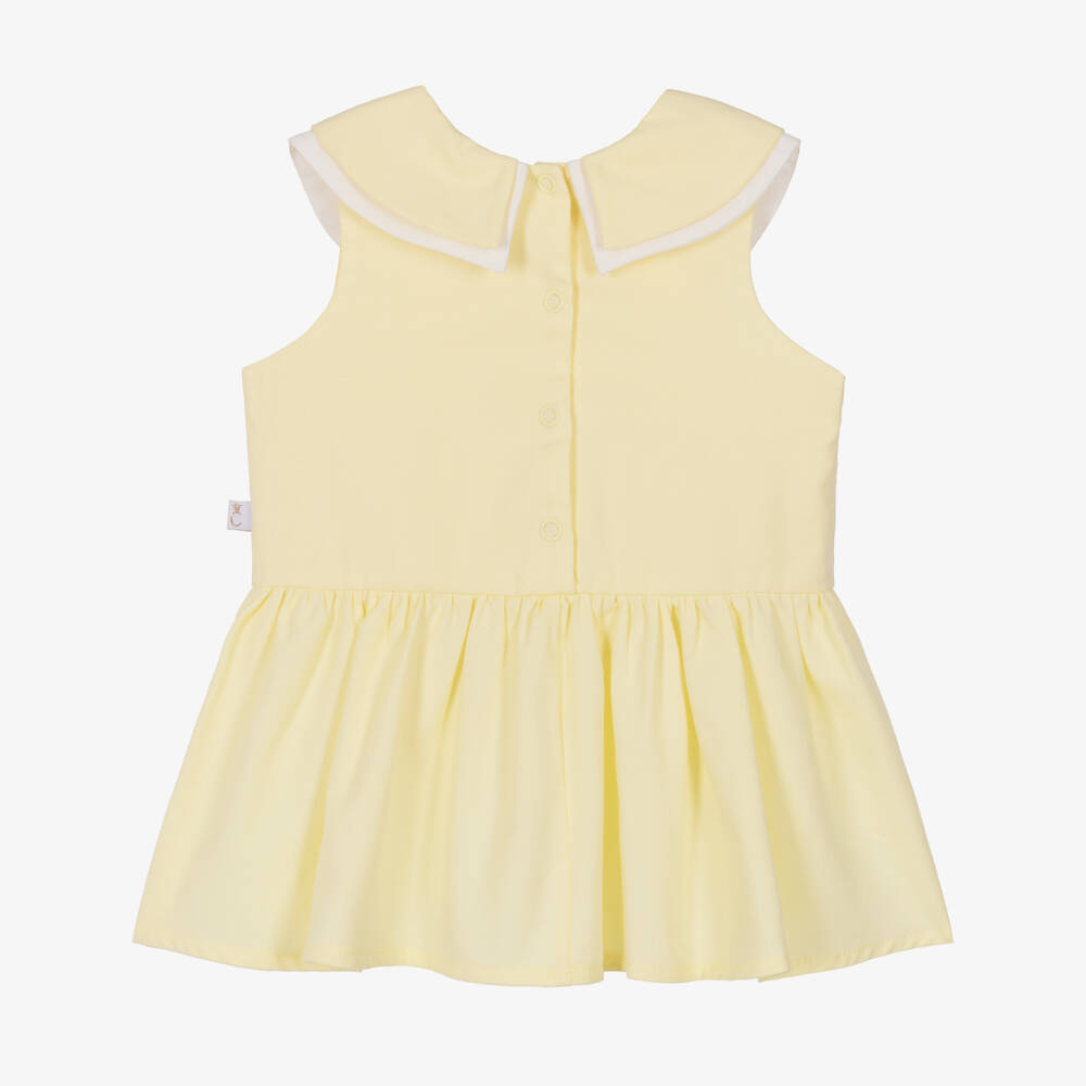 Caramelo Kids-Baby Girls Light Yellow Dress with Bow | Childrensalon
