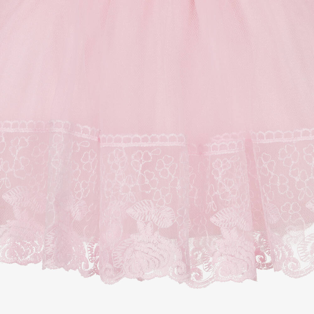 Caramelo Kids-Baby Girls Pale Pink Cotton Dress Set with Embroidered Tulle | Childrensalon