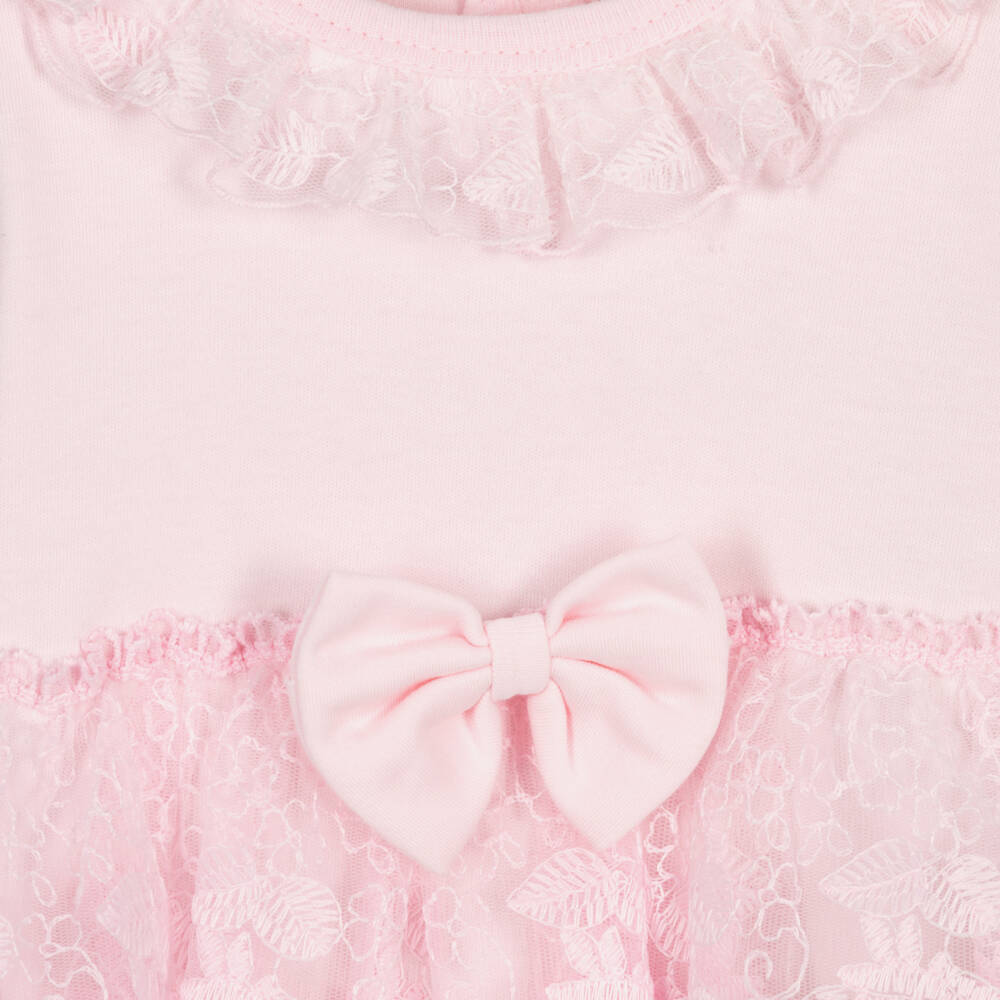 Caramelo Kids-Baby Girls Pale Pink Leggings Set with Lace Trims | Childrensalon