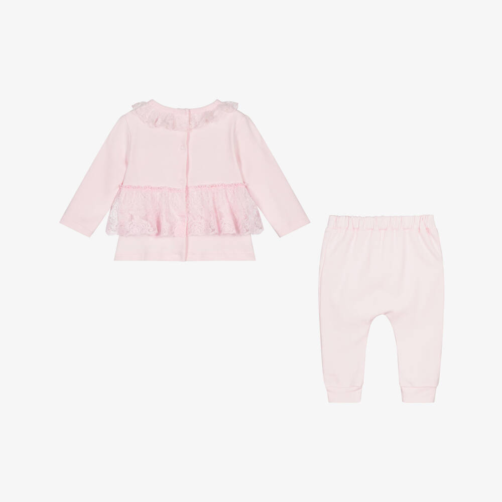 Caramelo Kids-Baby Girls Pale Pink Leggings Set with Lace Trims | Childrensalon
