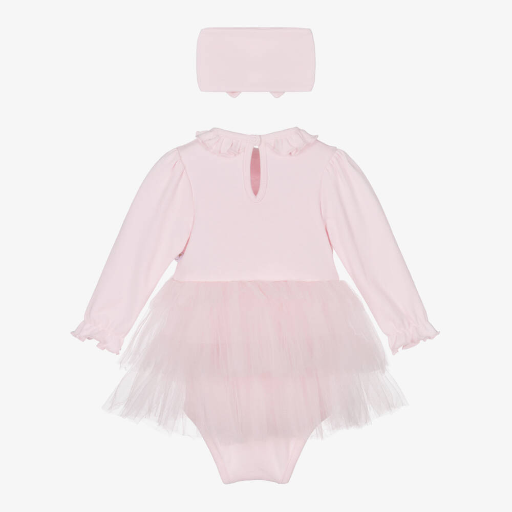 Caramelo Kids-Baby Girls Pink Cotton Dress Set with Tulle Ruffles & Bows | Childrensalon