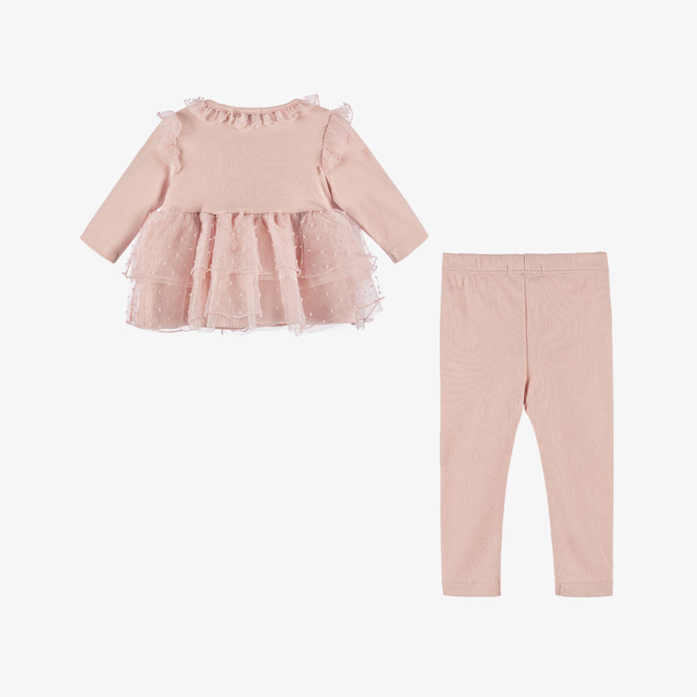 Caramelo Kids-Baby Girls Pink Cotton Leggings Set | Childrensalon