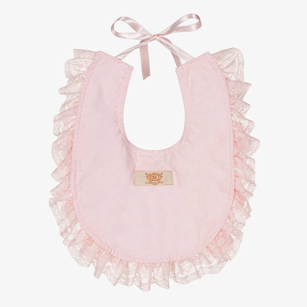 Caramelo Kids-Baby Girls Pink Lace Bib | Childrensalon
